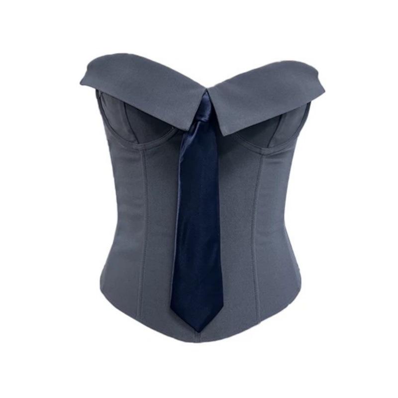 2025 Fashion Tube Top with Removable Pads and Fishbone Zipper Waist - Accentuates Body Shape