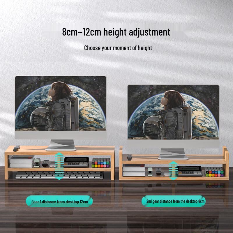 Jinlongxing Dual-Tier Desktop Monitor Riser with Storage
