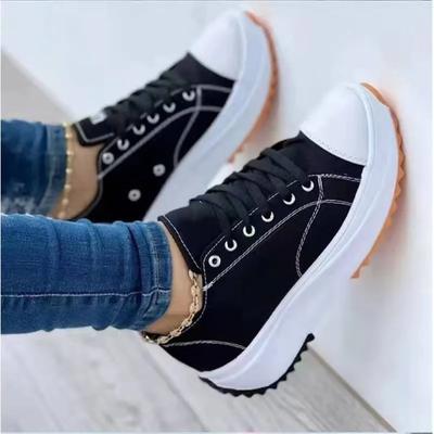 Speedy Classic White Canvas Shoes Women Sneakers Solid Lace-Up Casual Platform Shoes for Women Platform Designer Shoes