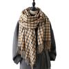 Women Scarf Plaid Print Knitting Shawl with Tassel Decoration Warm Scarf Versatile Comfortable Hair Accessory