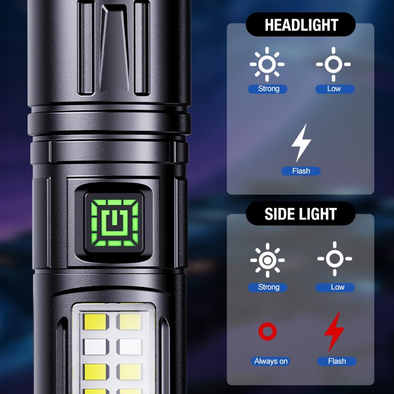 New LED flashlight with strong light, rechargeable, waterproof, mini, portable, long-range small flashlight for home and outdoor