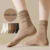 Women's Cotton Socks Solid Color Mid-tube Socks Versatile Pile Socks No Heel Fall Off Women's Socks
