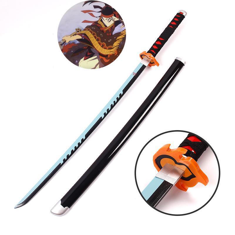 104cm Demon Slayer Katana Sword Bamboo Anime Blade Sunwheel Knife Tanjirou Katana Weapon Model 1:1 Ninja Cosplay Prop Kids Toys