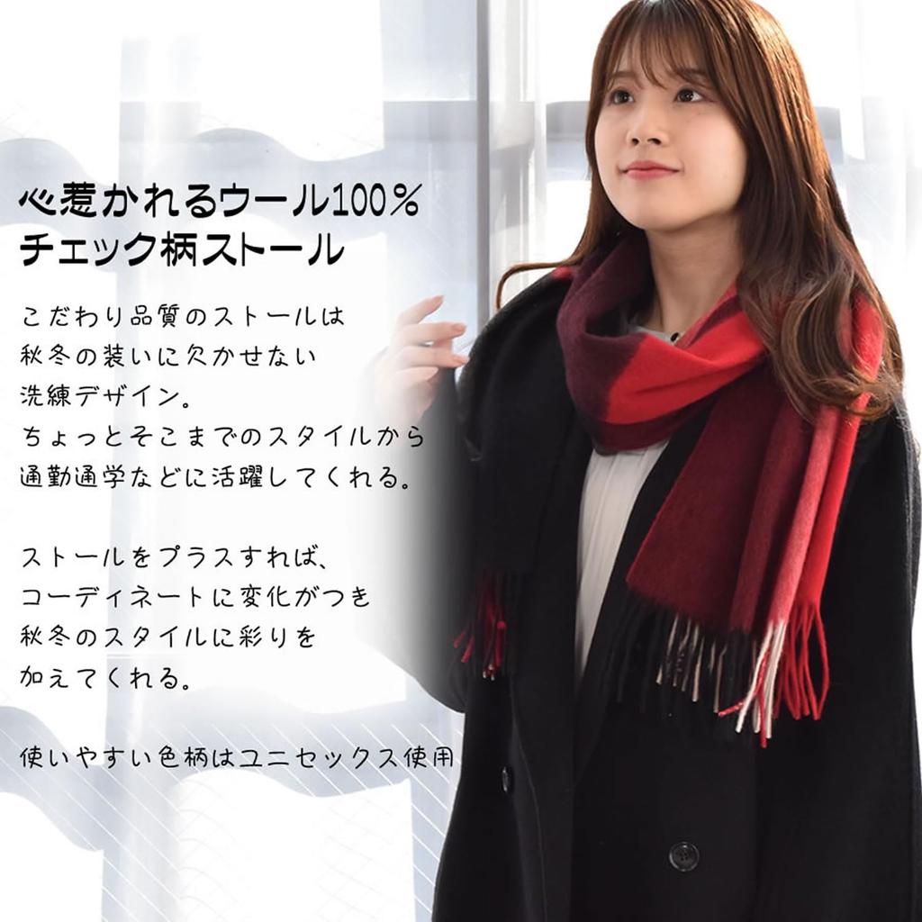 Шерстяной клетчатый узор Большой 60 см шириной Синяя клетка [HHayashiguchi] 100% Палантин, (WS0022) 30.