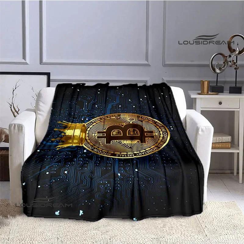 Одеяло Bitcoin Fashion Printed Детское теплое одеяло Мягкое уютное одеяло из фланели Одеяло для дивана-кровати Дорожное одеяло Подарок на день рождения