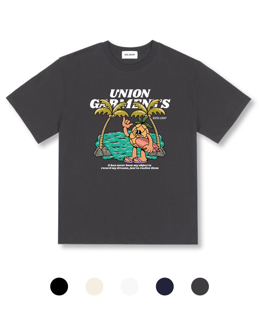 UNION GARMENTS Летняя оверсайз футболка с коротким рукавом "Ананас" 5 цветов