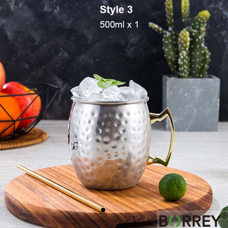 BORREY Нержавеющая сталь Кофейная кружка Чайная чашка Московский мул Медные кружки Кованые медные кружки для пива Коктейльная кружка Бармен Инструменты