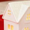 Yousheng Christmas Mini Village House Figurine LED Lighted Winter Resin Town Cottage Tiny Desktop White House Ornament for Home Shelf Cabinet Table