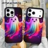 Phone Case: 2D flat design suitable for iPhone 18 17 16 15 14 13 Pro film protective case, couple style, neon rainbow, Christmas and Halloween holiday