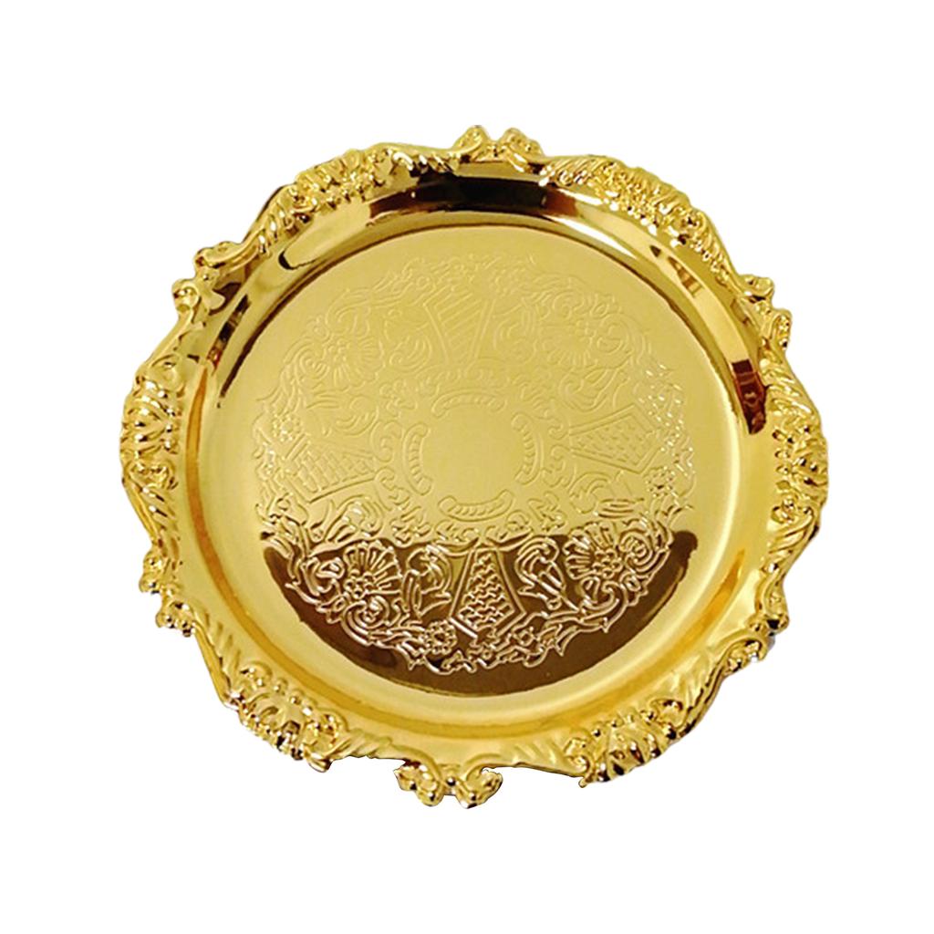 Металлический поднос, круглая тарелка для соуса, тарелка для хранения украшений, миска для демонстрации закусок, украшение домашнего стола, органайзер для торта, десерта, контейнер