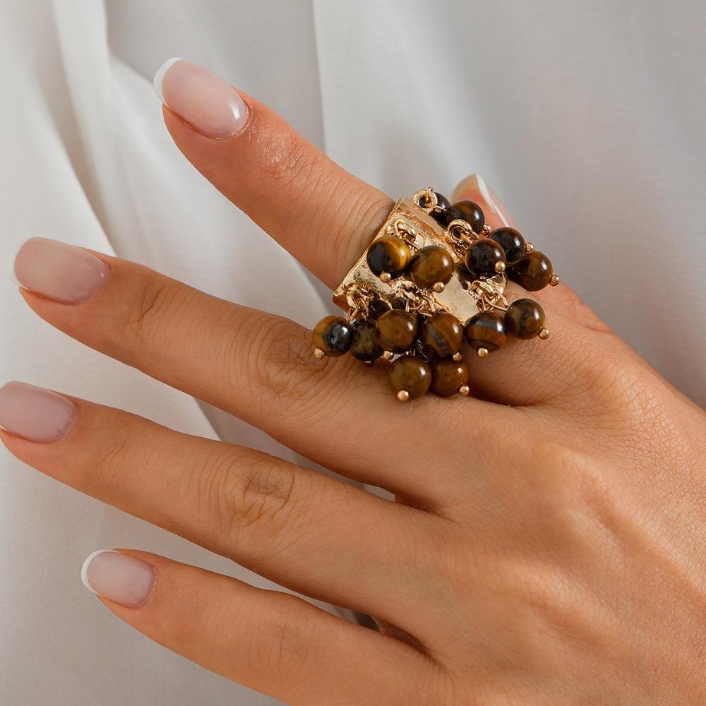 Colored Open Finger Ring Beads Ball Fashion Ring Exaggerated Small Ball Ring