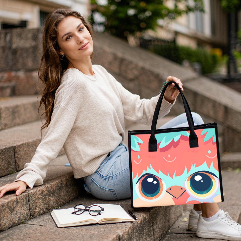 Cute Cartoon Bird Print Tote Bag Fashion Casual Large Capacity Portable Women Handbag for Daily Shopping Travel