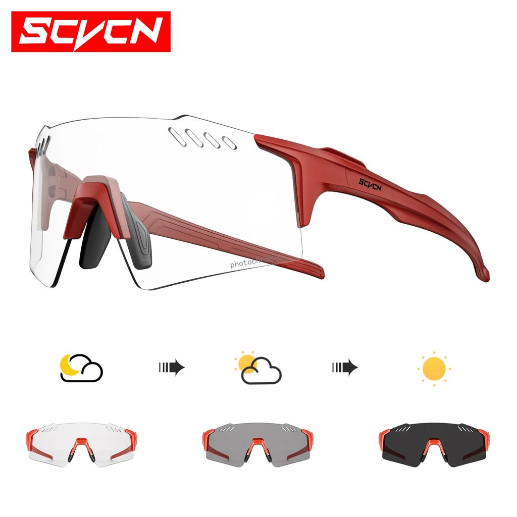 Фотохромные велоочки SCVCN с защитой UV400, спортивные очки для MTB, для велосипеда, гольфа, кемпинга, вождения, на открытом воздухе
