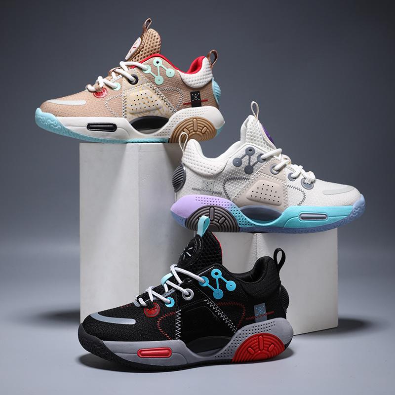 New Spring New Boys Basketball Shoes Breathable Shock Absorption Wear-resistant Students Combat Children's Basketball Shoes Outdoor