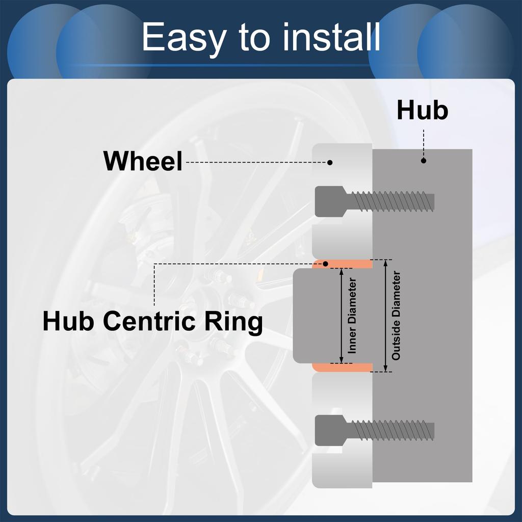 INFINAUTO Hub Centric Ring 108mm OD 100.1mm ID Car Wheel Hub Ring Aluminum Alloy Silver Tone 4pcs