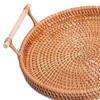 Поднос из ротанга, сотканный вручную, удобный в использовании, круглая корзина для хранения фруктовых закусок для гостиной