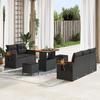8-Piece Garden Sofa with Cushions In Black Poly Rattan, 3-Piece Garden Dining Set with Poly Rattan Cushions 3363119