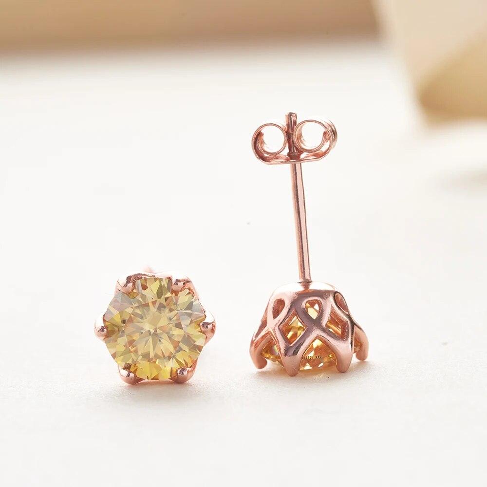 Красочные серьги с муассанитом, 1 карат, серебро S925, 18-каратное покрытие, сверкающие серьги-гвоздики, ювелирные изделия, сертифицированный GRA драгоценный камень для женщин и мужчин