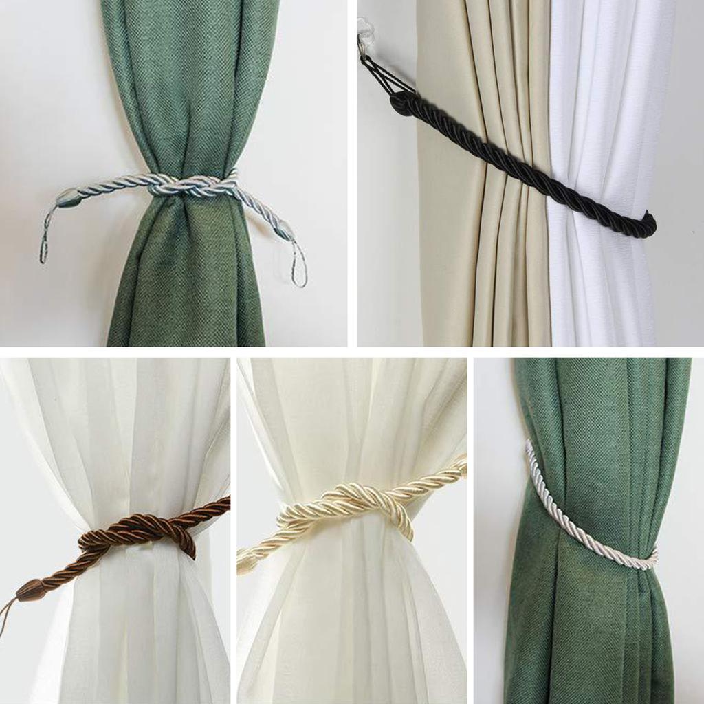 Набор из 4 элегантных подхватов для штор в богемном стиле из хлопковой веревки, мягкие декоративные подхваты ручной работы для домашних или офисных штор