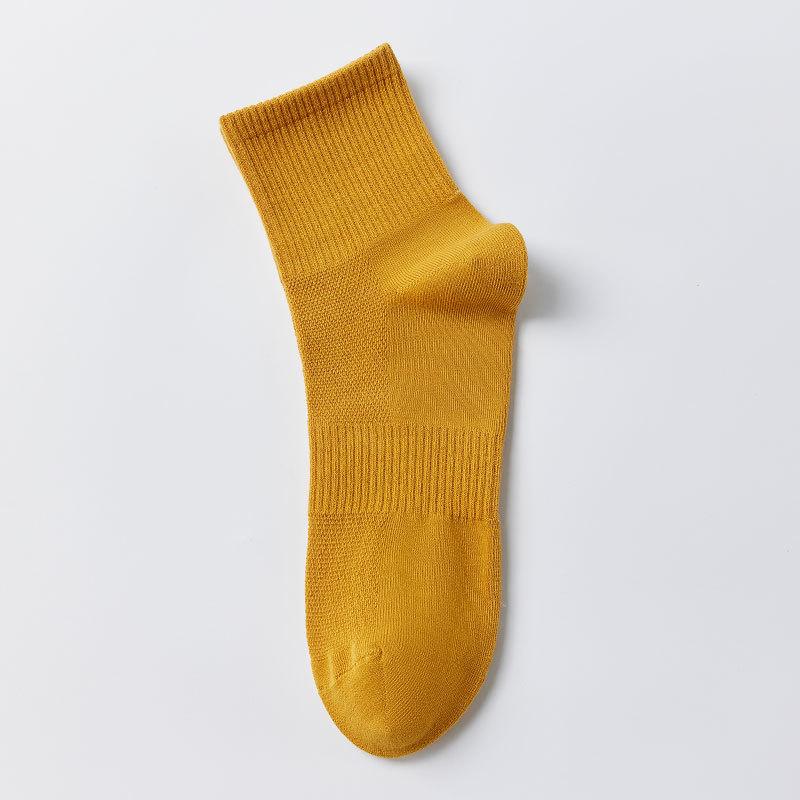 Men's Spring and Summer Thin Business All-season Mid-top Mesh Cotton Socks, Pure Cotton Breathable Men's Business Solid Color Spring and Autumn Style