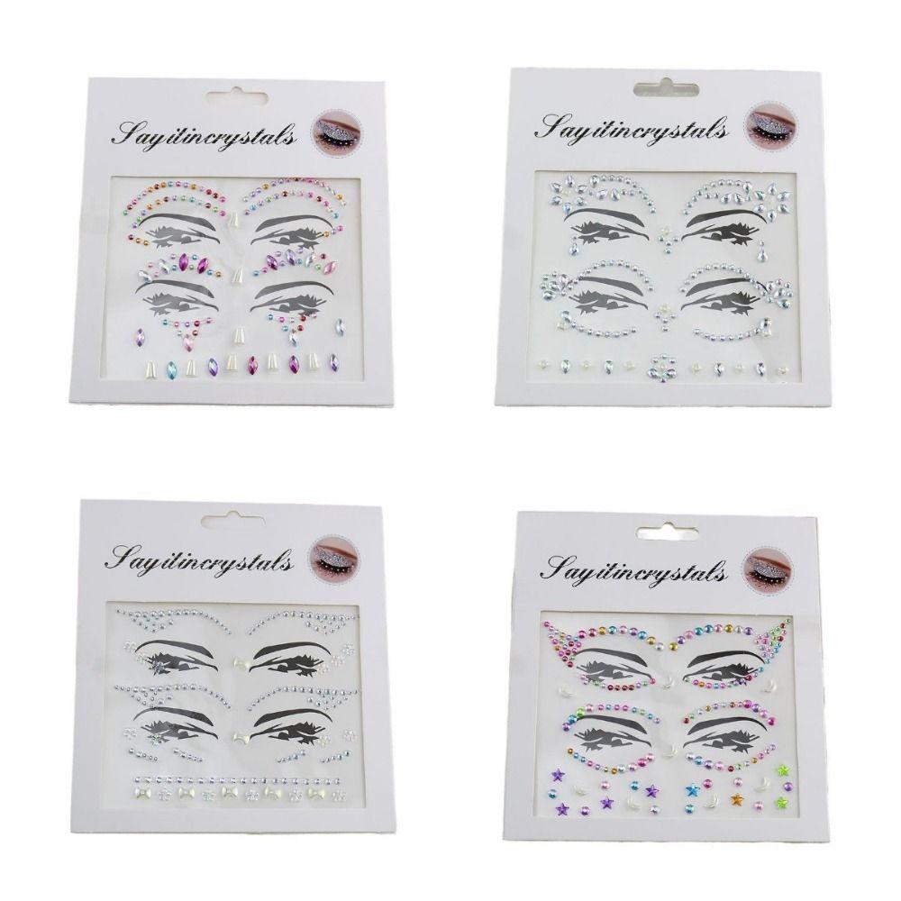 Disposable 3D Face Tattoo Crystal Sticker Fashion Temporary Tattoo Sticker Girls