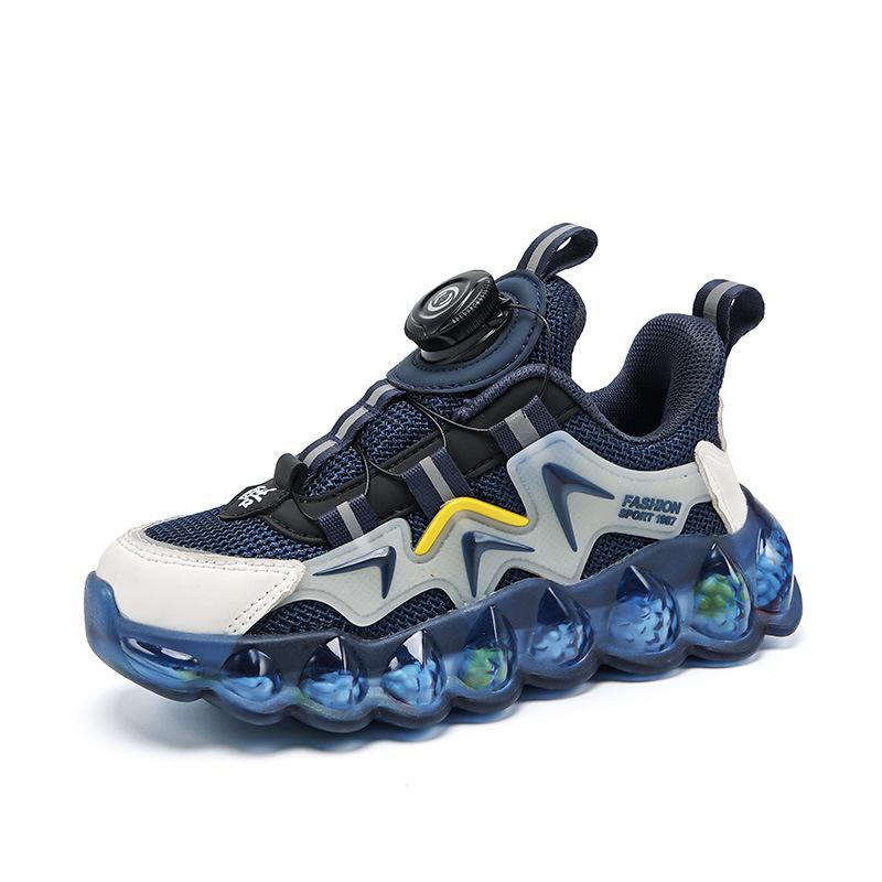 Детские дышащие сетчатые спортивные кроссовки для мальчиков на весну/лето с вращающейся кнопкой