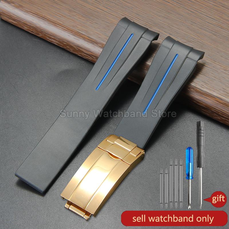 Силиконовый аксессуар для часов 20 мм Черный Стиль для Rolex Daytona Черный Зеленый Submariner Yacht-Master Водонепроницаемый Дышащий Ремешок для часов