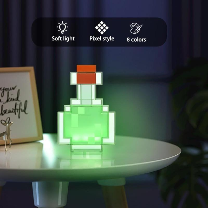Пиксельная лампа-бутылка, RGB светодиодный ночник, Игровой декор, Перезаряжаемый настольный орнамент, Подарок для геймера, Новинка
