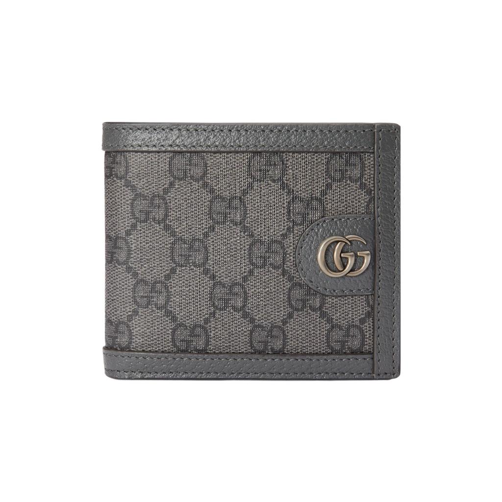 Gucci Ophidia Logo Canvas And Leather Trim Card Holder Wallet Men Wallets Gray 597609-UULBN-1244