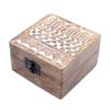 Wooden Box Whitewashed Aztec Design 10x10 cm