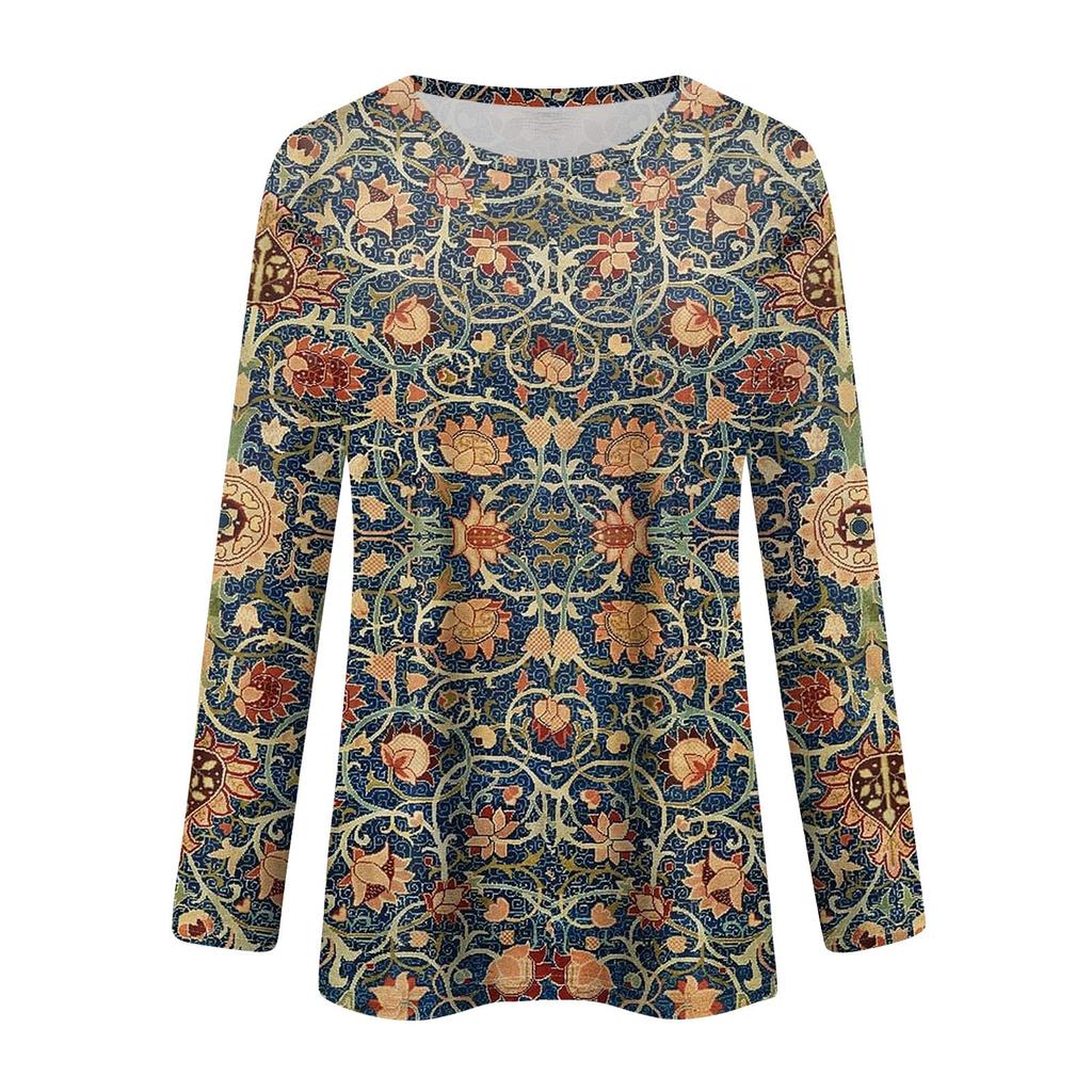 Long Sleeve Shirts For Women Cute Print Graphic Tees Blouses Casual Plus Size Basic Tops Pullover