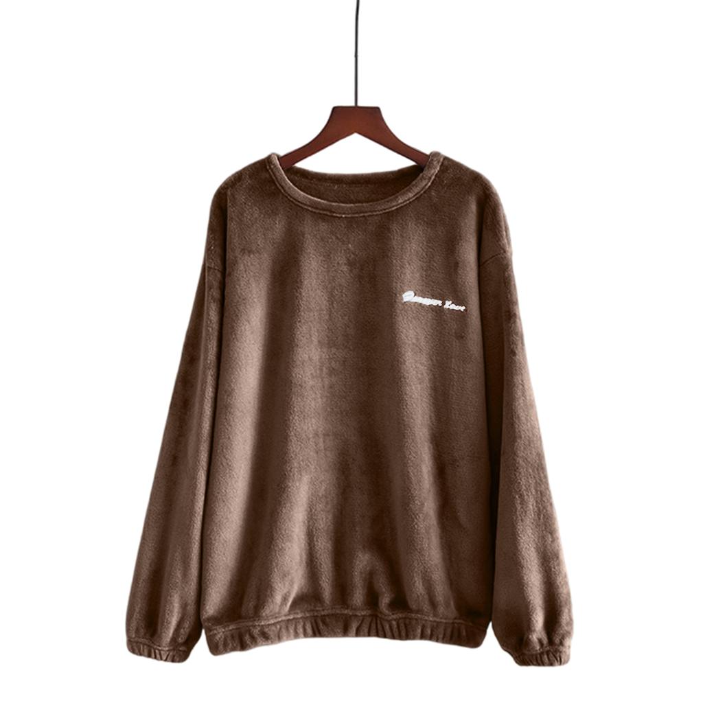 Women's Fashion Fleece Line And Thickened Pullover Long Sleeve Pajamas