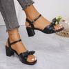 Модные сандалии 2025 с ремешком и пряжкой, удобная обувь для женщин, квадратный носок, блочный каблук, большой размер, костюм, женские, новая мода