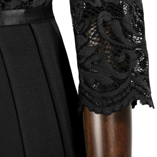 Женские нижние юбки размера плюс, кружевное ажурное женское платье, плиссированное длинное платье трапециевидной формы с большим подолом и круглым вырезом, рукавом 3/4, женская одежда