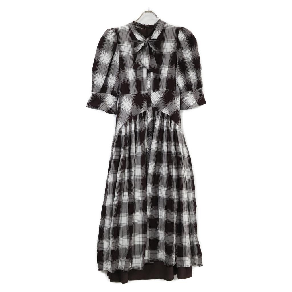 Her Lip To 1243305079 Chelsea Checked Tie Dress Dress 1 Brown X whiteUsed