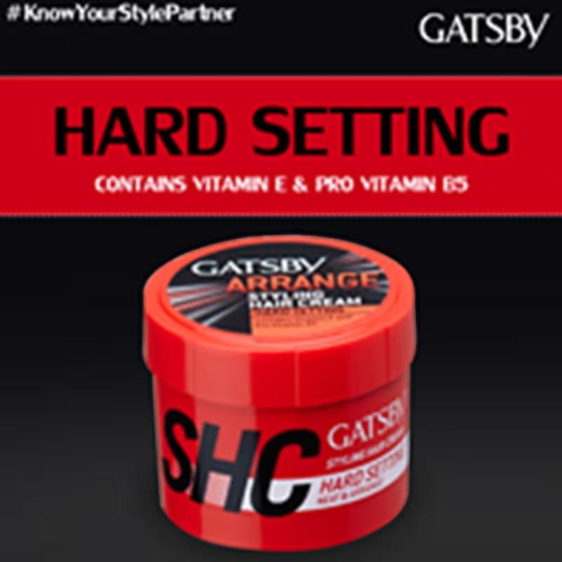 Gatsby Styling Hair Cream Hard Setting 250g For Smooth Soft Hair With Natural Shine And Fresh Citrus Fragrance – Easy To Restyle Look