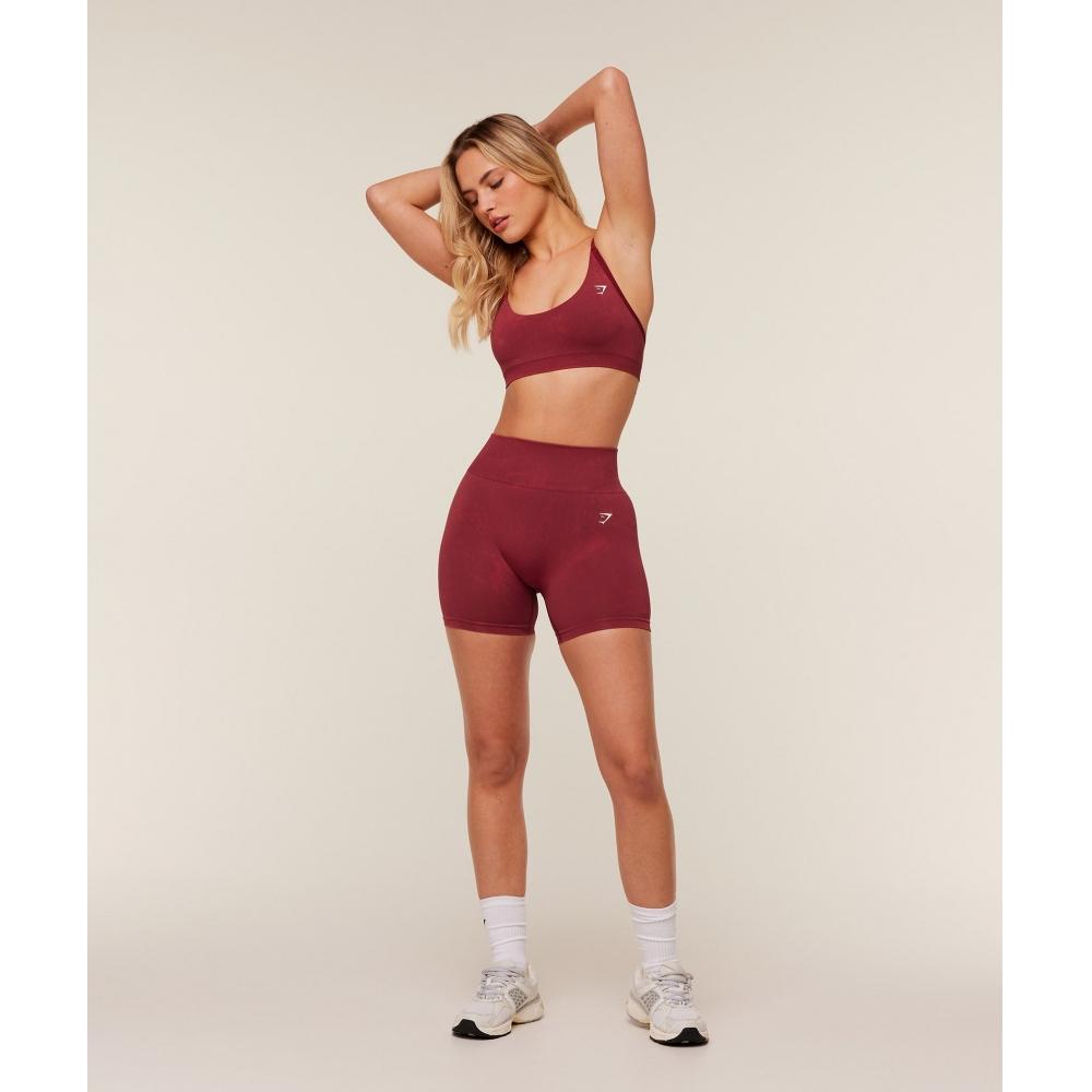 Gymshark Повседневный бесшовный стираный спортивный бюстгальтер Красная стирка B6b8y Rccj