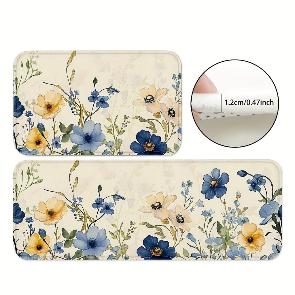 1 шт. анти-усталостные кухонные коврики, OneHouse цветочный принт водонепроницаемый нескользящий толстый мягкий кухонный коврик прочный комфортный стоячий коврик для кухни