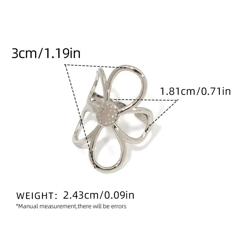 Stainless Steel Hollow Daisy Flower Rings for Women Simple Gold Copper Color Open Ring Anti Allergic Rust Proof Stylish Zircon