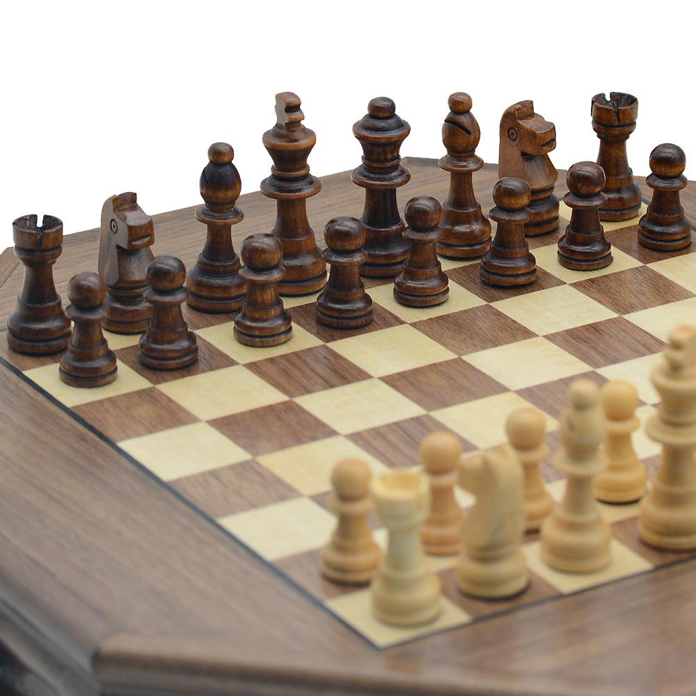 Восьмиугольный Деревянный Набор для Шахмат Роскошные Профессиональные Настольные Игры для Детей Ручной Работы Магнитные Шахматные Фигуры Семейное Украшение Подарки