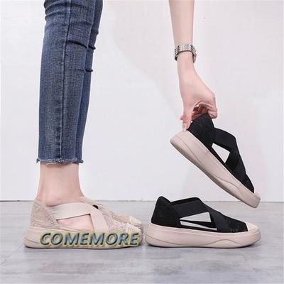 Вулканизированные женские кроссовки сандалии 2024 мода леди девушка лето женщина повседневная желе обувь сандалии на платформе с ажурной сеткой на плоской подошве