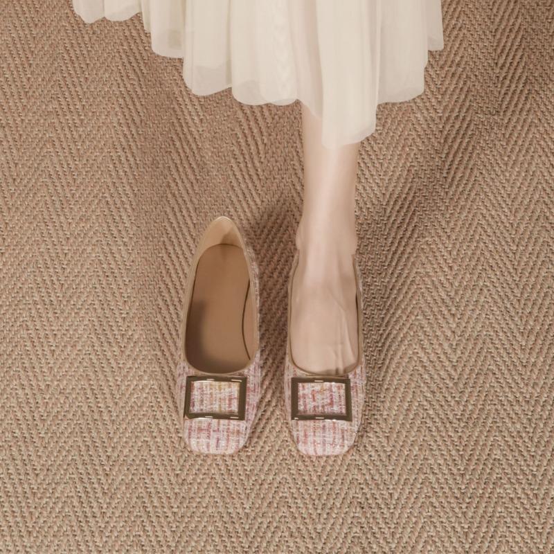 Мягкая подошва, не вызывающая усталости, женская обувь, удобная и универсальная, плоская обувь, квадратная пряжка, повседневная универсальная обувь, толстые каблуки, одинарные туфли