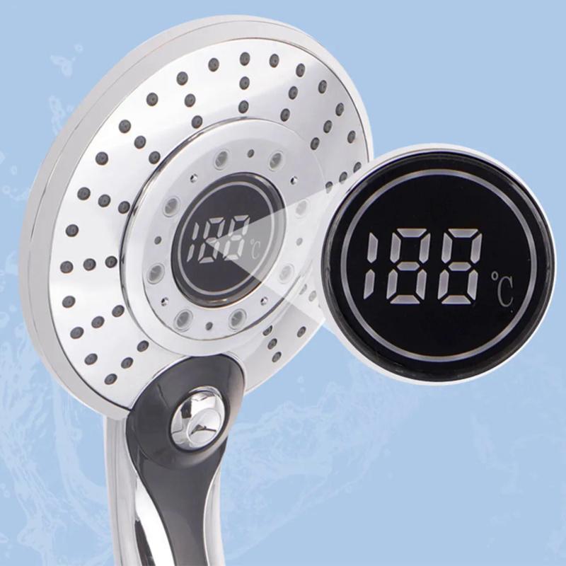 LED Shower Head Digital 3 Modes Adjust Temperature Sensor Hand Held Bathroom ABS Shower Head High Pressure Water Saving Faucet