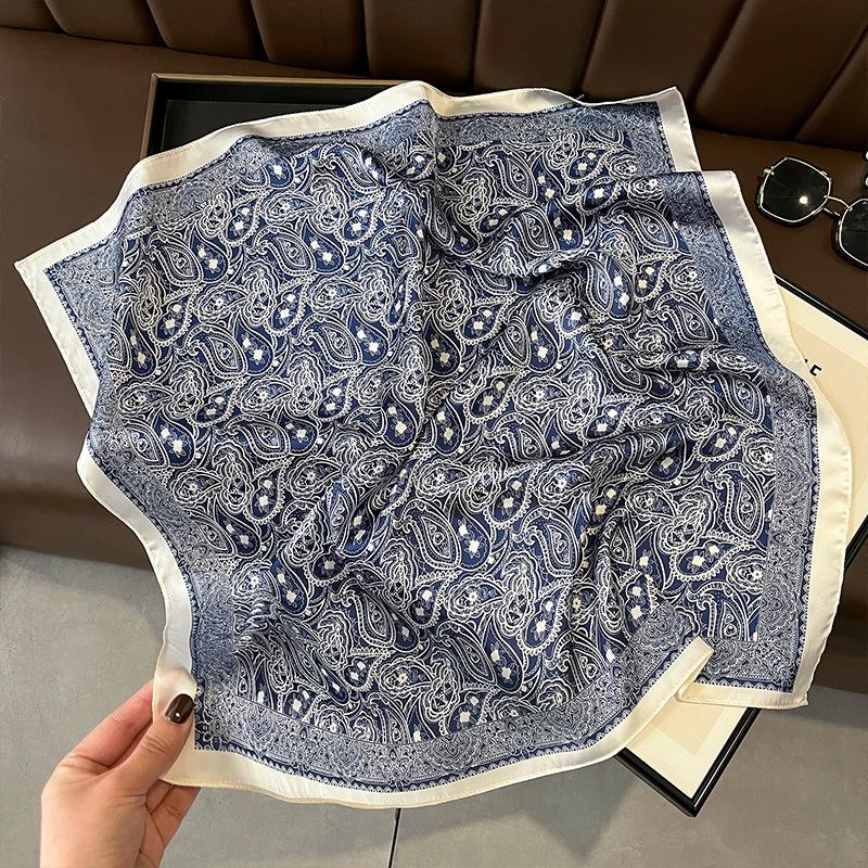 1pc Square Scarf Women‘s Satin Bandanna Print Bag Scarves Head Band Fashion Lady Hair Shawl Wrap Female Neckerchief Hijab