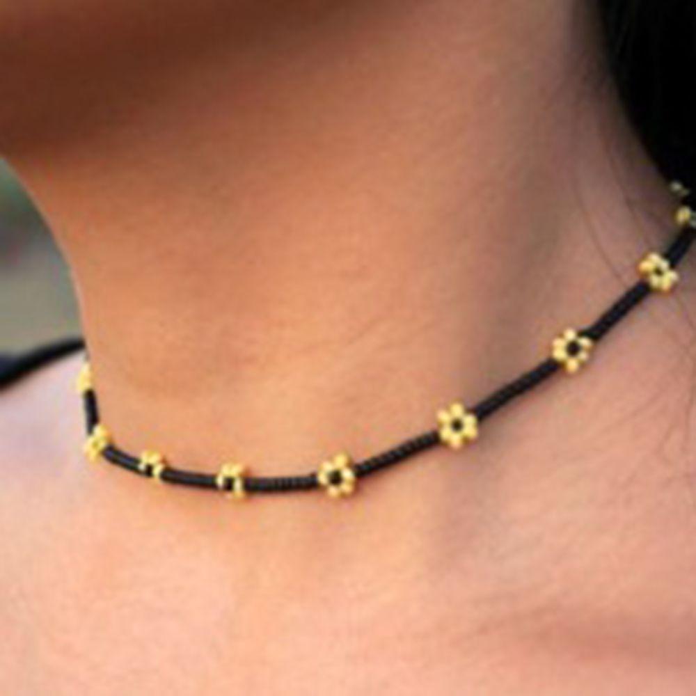 Милое короткое колье-чокер в стиле бохо с маргаритками для отпуска, женское ожерелье с цветами и бусинами, ожерелье на ключицу