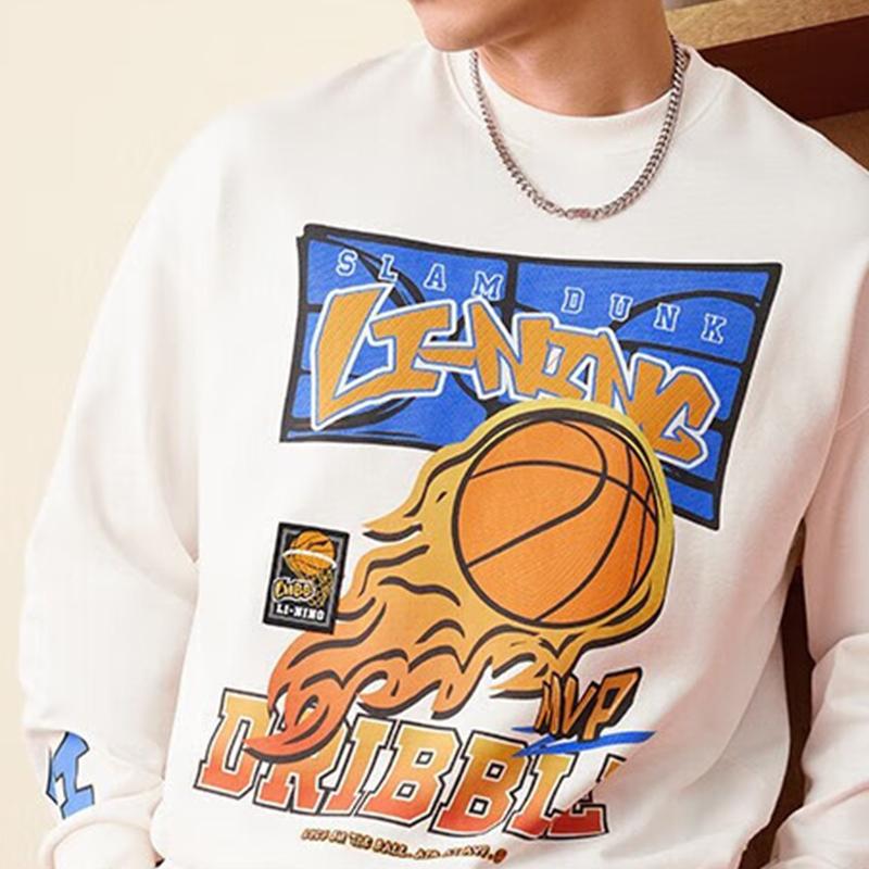 Толстовка с круглым вырезом и принтом в виде буквы Li Ning Sports Lifestyle Series, унисекс, цвет белый AWDT553-1