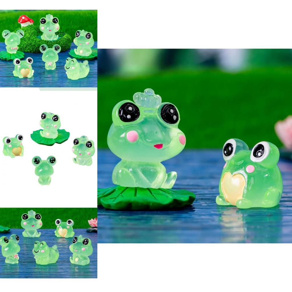 Creative Glow In The Dark Frog Ornaments Resin Craft Animals For Desk Car