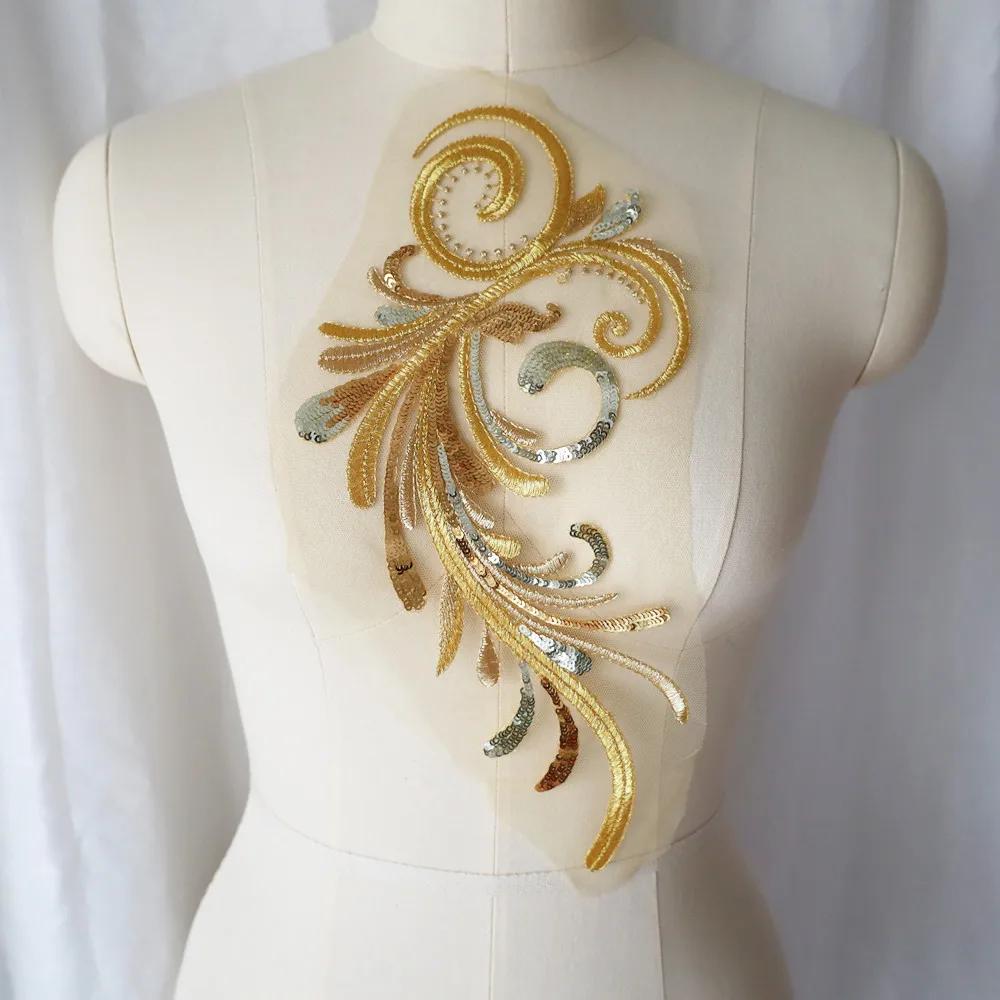 Вышивка Блестки Цветок Аппликация Кружевная Отделка Сетка Воротник Для Свадебного Свадебного Платья Шитье Нашивка Декор Вечернего Платья DIY Поделки