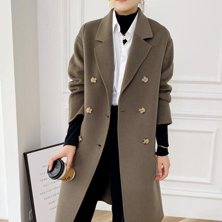 Warm Winter Wool Coat 100 Percent Wool Long Overcoat Handmade Pea Coat Autumn Women Jacket