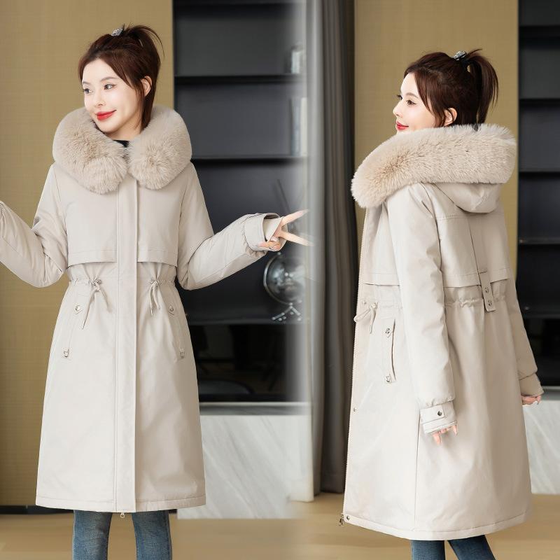 Живое лицо съемное одно платье три наряда женская средняя и длинная хлопковая одежда талия хлопковая куртка зимнее утолщенное хлопковое пальто